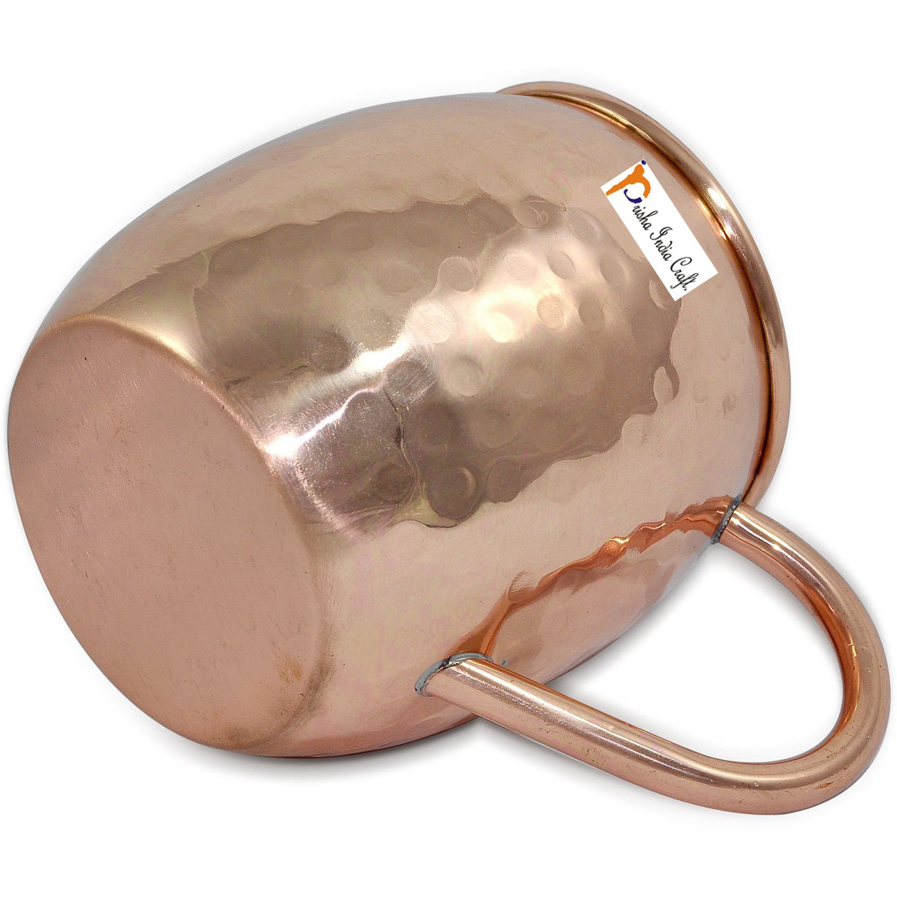 Set of 8 - Prisha India Craft B. Copper Barrel Mug Hammered for Moscow Mules 520 ML / 17 oz Inside Nickel Outside Copper Mule Cup, Moscow Mule Cocktail Cup, Cocktail Mugs with INNER LININGS COPPER MUG