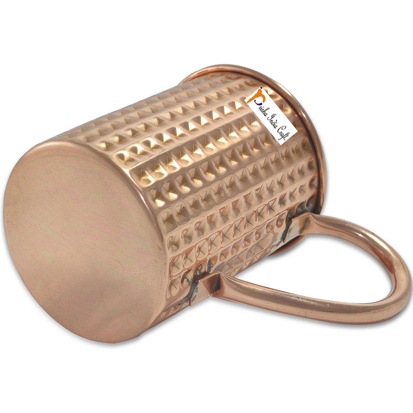 Set of 6 - Prisha India Craft B. Pure Copper Cocktail Moscow Mule Mug Diamond Cut Design 475 ML / 16 oz - 100% pure copper - Lacquered Finish Cup, Moscow Mule Cocktail Cup, Copper Mugs, Cocktail Mugs