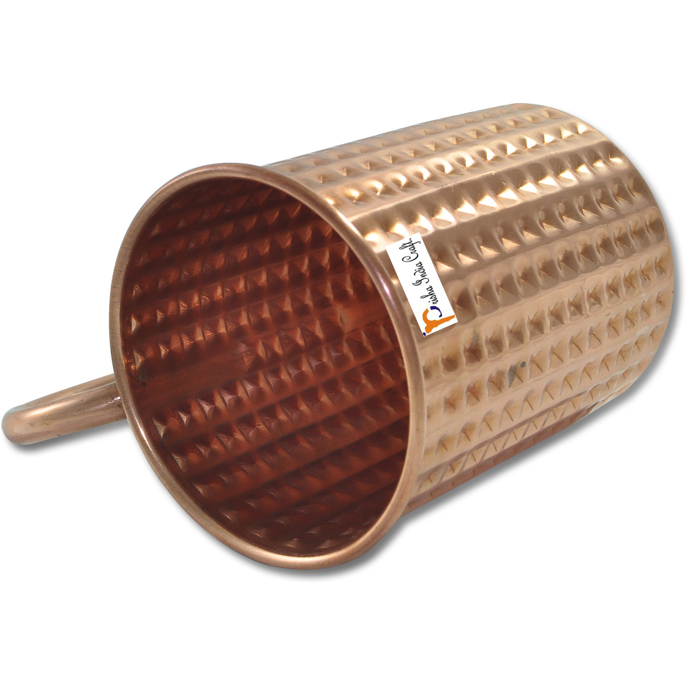Set of 6 - Prisha India Craft B. Pure Copper Cocktail Moscow Mule Mug Diamond Cut Design 475 ML / 16 oz - 100% pure copper - Lacquered Finish Cup, Moscow Mule Cocktail Cup, Copper Mugs, Cocktail Mugs