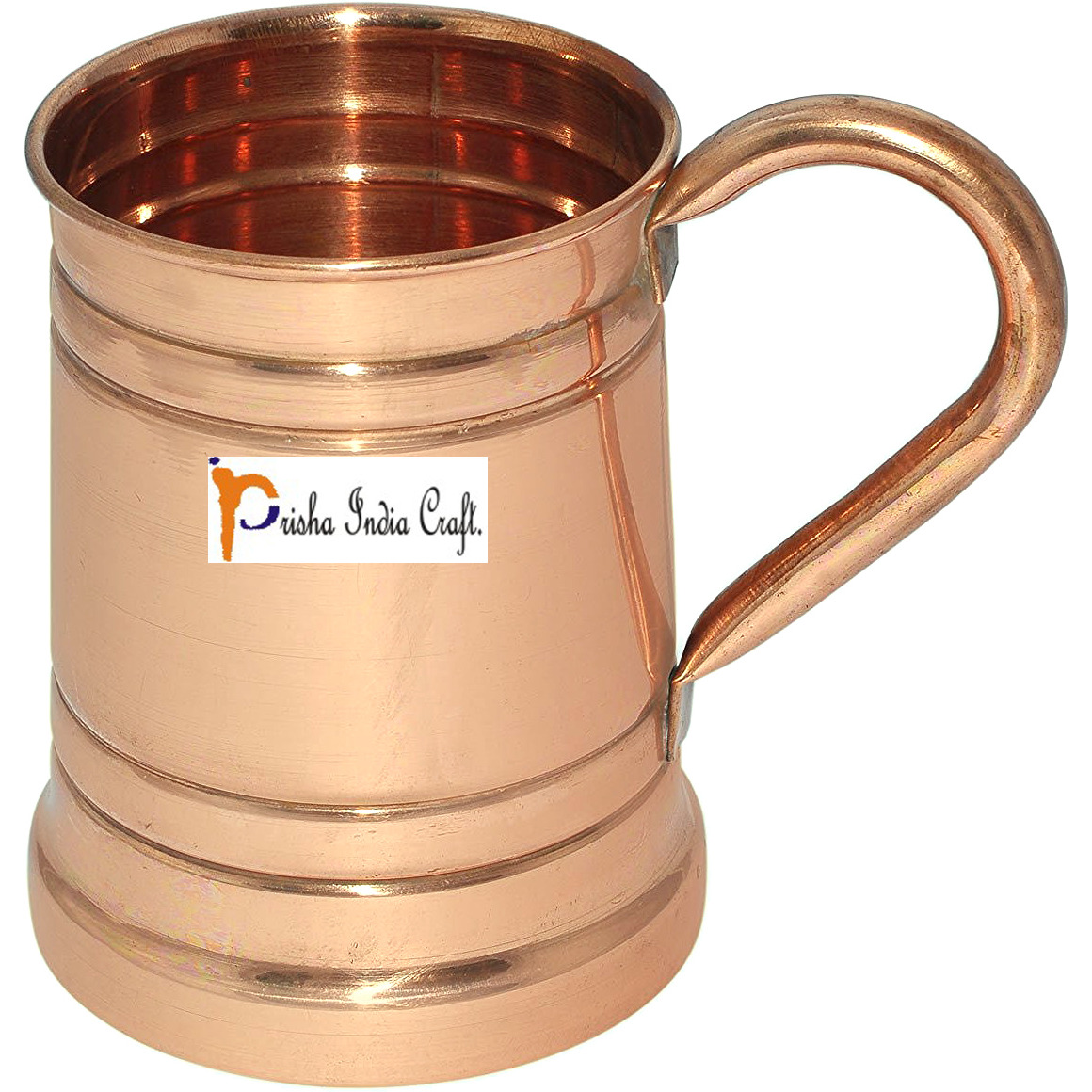 Set of 4 Prisha India Craft B. Moscow Mules Copper Mug 600 ML / 20 oz - Mule Cup, Moscow Mule Cocktail Cup, Copper Mugs, Cocktail Mugs - Christmas Gift with WOODEN KEYRING