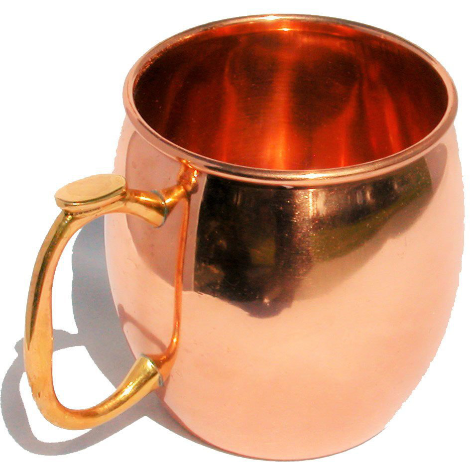 Set of 3 - Prisha India Craft B. Pure Copper Moscow Mules Copper Mug with Thumb Handle 475 ML / 16 oz - Cocktail Cup - Christmas Gift Bonus with WOODEN KEYRING, Copper Straw, Beaded Coaster