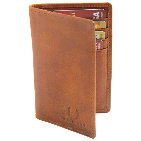 Husk N Hoof RFID Protected Leather Credit Card Holder Wallet for Men Women Hunter Brown