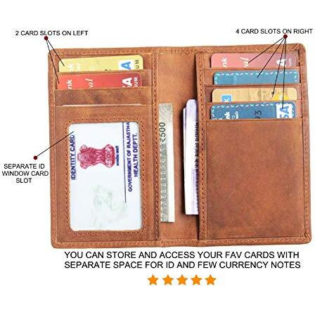 Husk N Hoof RFID Protected Leather Credit Card Holder Wallet for Men Women Hunter Brown