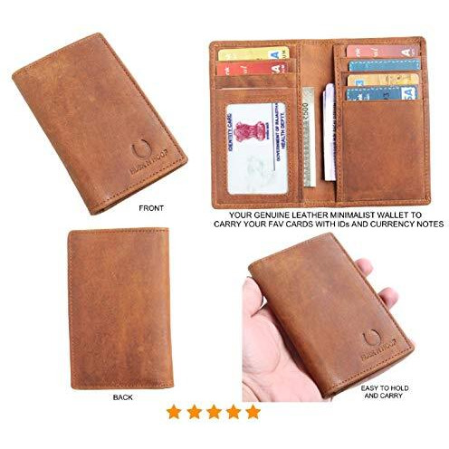 Husk N Hoof RFID Protected Leather Credit Card Holder Wallet for Men Women Hunter Brown