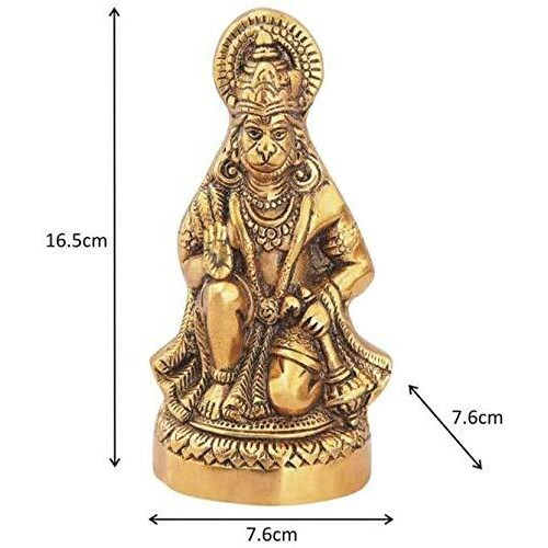 Prince Home Decor & Gifts Hanuman Ji Statue Sitting In Metal Hanuman Ji Idol Bajrangbali Murti Gift Article Decorative Showpiece, Multicolour, 1 Piece.