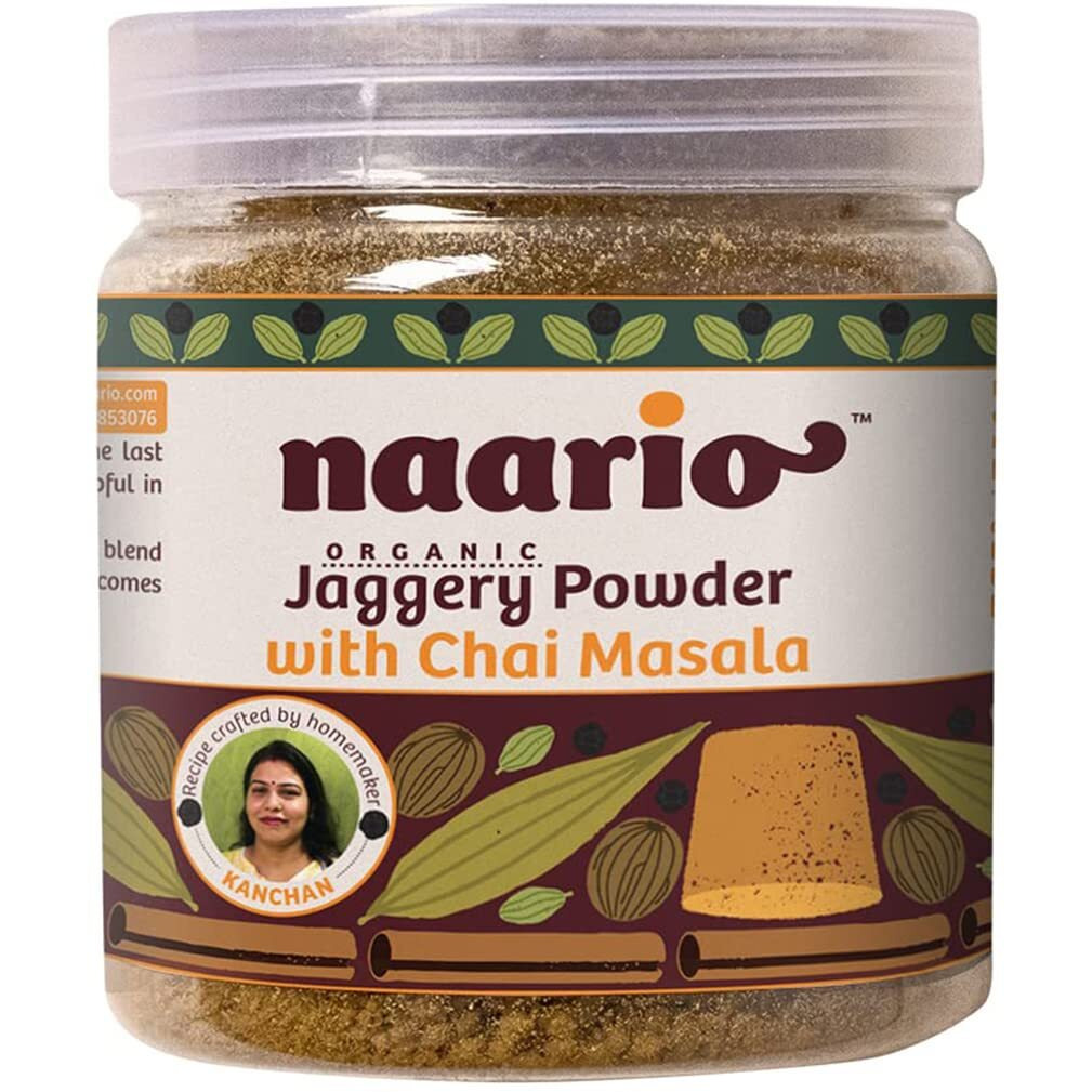 Naario Organic Chai Masala with Jaggery | Aromatic Tea Masala | Easy Replacement for Sugar and Whole Spices | 200gm (Pack of 1)