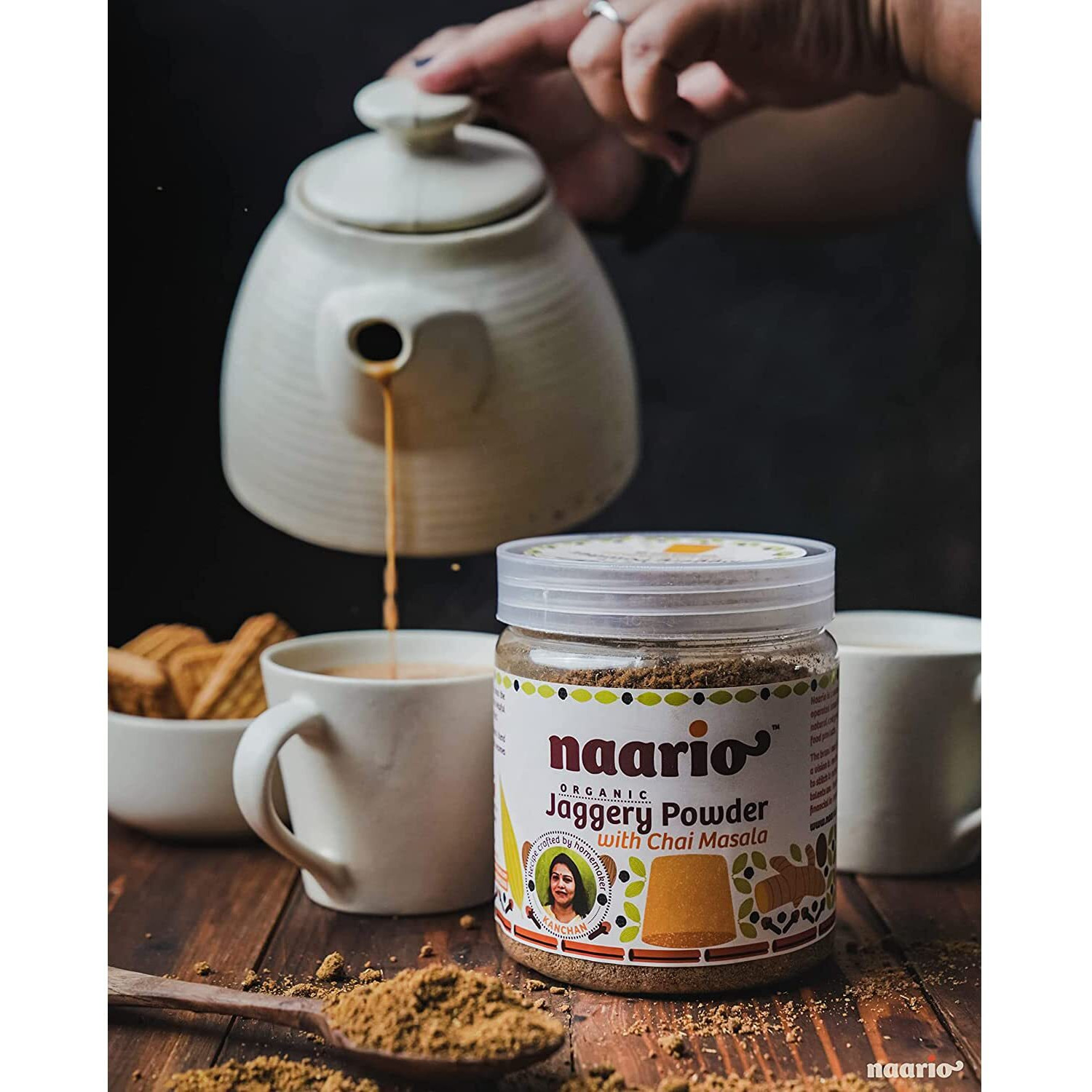 Naario Organic Chai Masala with Jaggery | Aromatic Tea Masala | Easy Replacement for Sugar and Whole Spices | 200gm (Pack of 1)