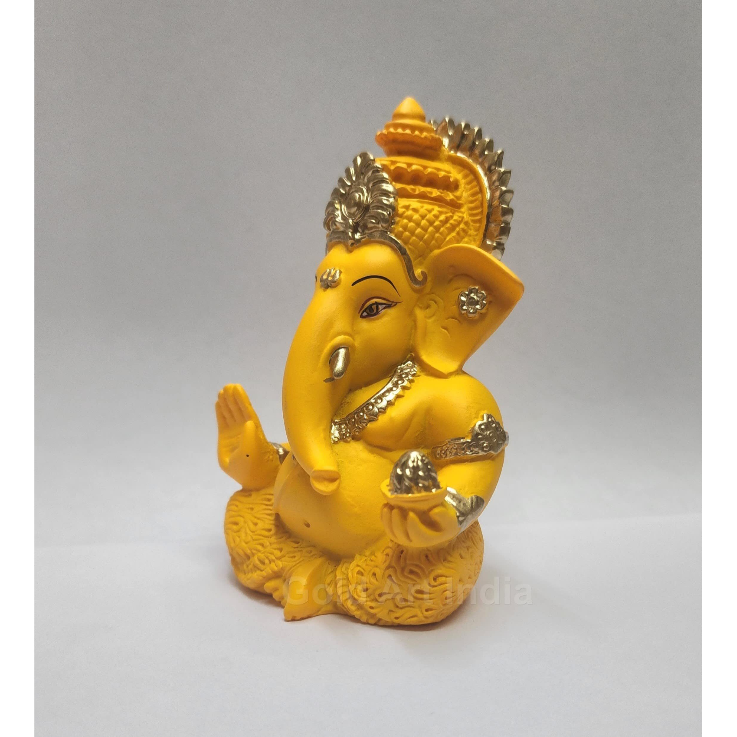 Gold Art India Mango terracotta Finish Ganesha for Car Dashboard Home Decor Gifting Diwali Birthday Festivals 3.5 x 2 Inches
