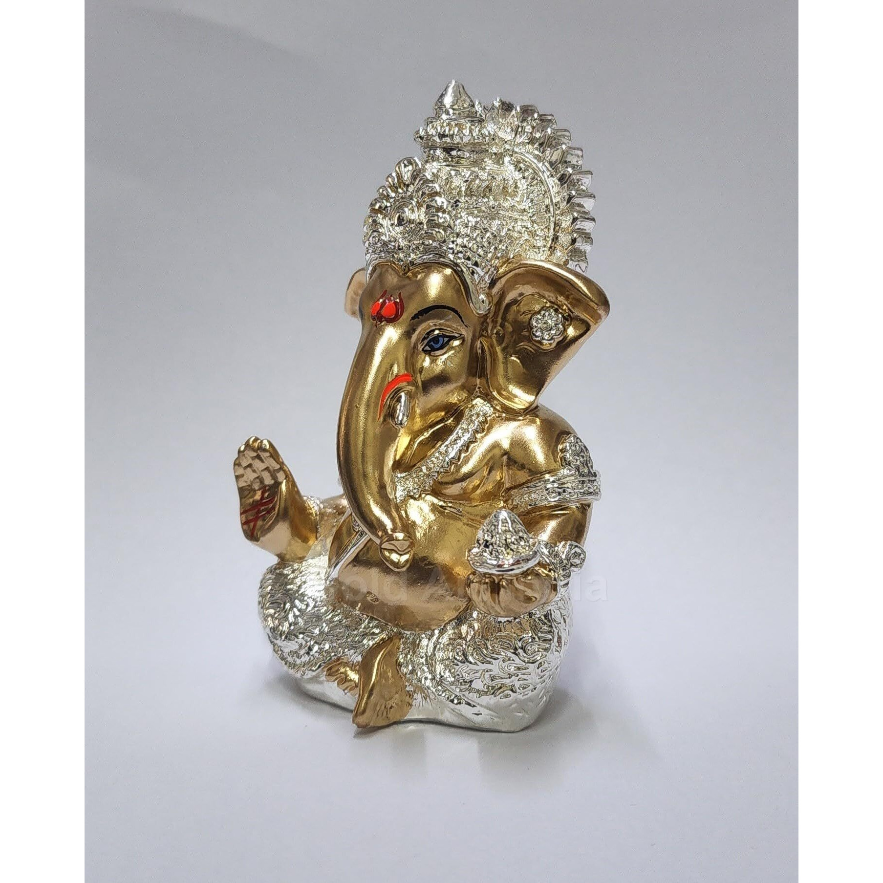 Gold Art India Ganesha Idol Ganesh for Car Dashboard Statue Ganpati Vinayaka Vinayagar Figurine Diwali Gifts Home Decor Luck, Success