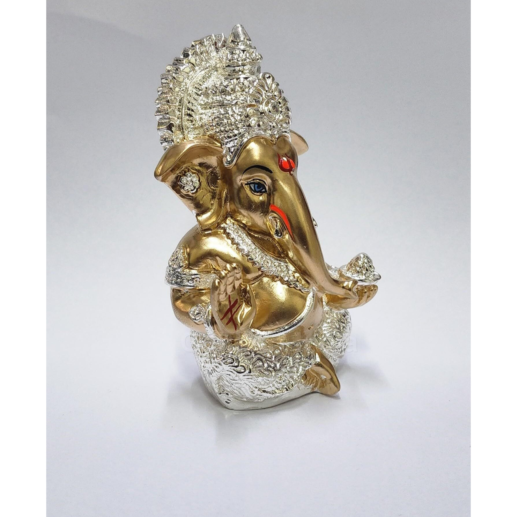 Gold Art India Ganesha Idol Ganesh for Car Dashboard Statue Ganpati Vinayaka Vinayagar Figurine Diwali Gifts Home Decor Luck, Success