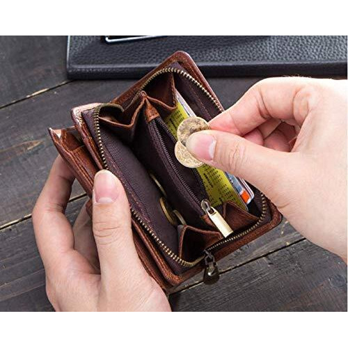 Contacts Men's Genuine Leather Wallet | RFID Blocking Wallet for Men's | 12 Card Slots, 1 ID Window | 1 Zipper Coin Pocket, Brown