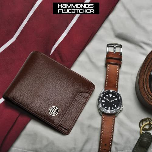 HAMMONDS FLYCATCHER Genuine Leather Wallets for Men, Brown | RFID Protected Leather Wallet for Men | Mens Wallet with 6 Card Slots | Gift for Valentine Day, Father's Day, Birthday, Raksha Bandhan