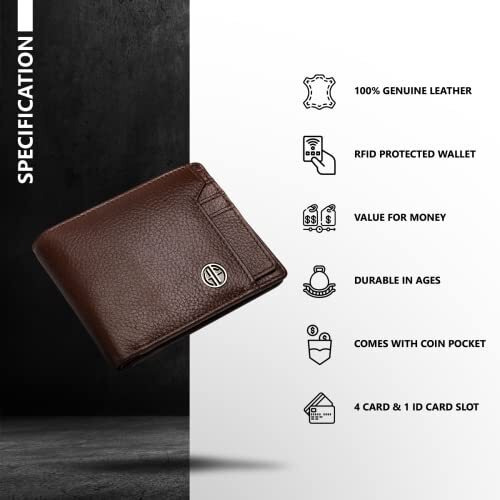 HAMMONDS FLYCATCHER Genuine Leather Wallets for Men, Brown | RFID Protected Leather Wallet for Men | Mens Wallet with 6 Card Slots | Gift for Valentine Day, Father's Day, Birthday, Raksha Bandhan