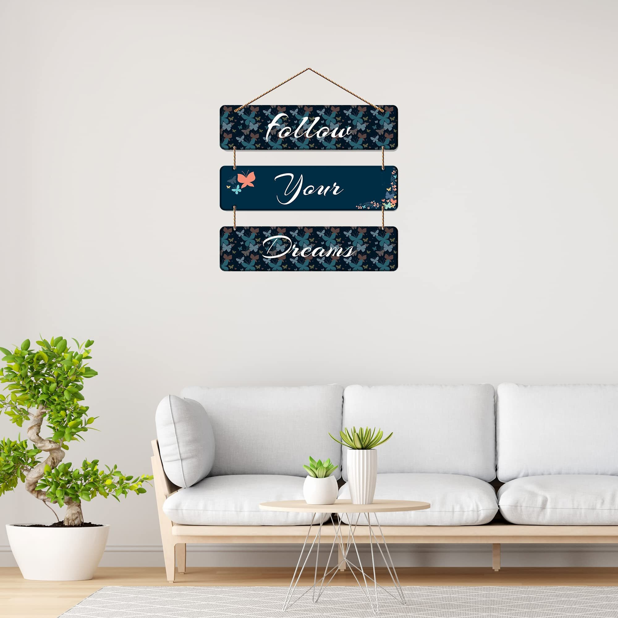 Artvibes Follow Your Dreams Wooden Wall Hanger For Home Decor, Office, Artworks Mordern Hangings (Wh_5308N)