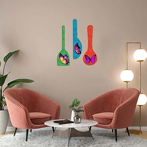 Artvibes Beautiful Butterfly Wooden Wall Hanger for Home | Office | Living Room | Gift | Modern Decoration Items | Kitchen Wall Decor | Home Decor Hanging Items (WH_5015N), Set of 3