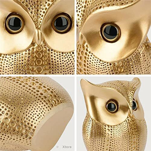 Xtore Modern Classy Lucky Owl Resin Art Figure Showpiece (Golden), 1 Piece