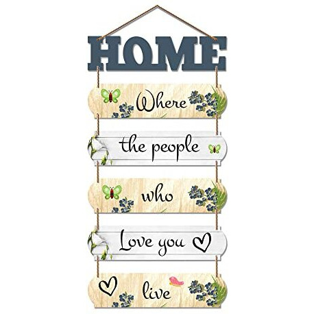 Artvibes Home Quote Decorative Wall Art MDF Wooden Hanger for Livingroom, Bedroom | Gifts | Hangings Decoration | Modern Decor Items | Artworks Piece (WH_6607N), Set of 6