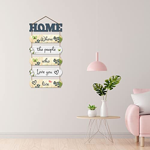 Artvibes Home Quote Decorative Wall Art MDF Wooden Hanger for Livingroom, Bedroom | Gifts | Hangings Decoration | Modern Decor Items | Artworks Piece (WH_6607N), Set of 6
