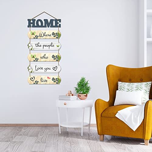Artvibes Home Quote Decorative Wall Art MDF Wooden Hanger for Livingroom, Bedroom | Gifts | Hangings Decoration | Modern Decor Items | Artworks Piece (WH_6607N), Set of 6