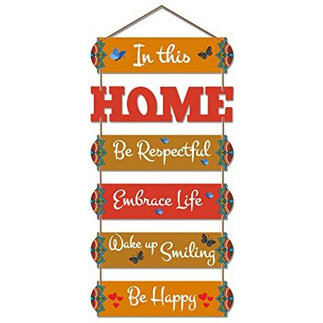 Artvibes Home Quote Decorative Wall Art Wooden Wall Hanger for Living Room | Bedroom | Gifts | Wall Hangings for Home Decoration | Modern Decor Items | Artworks Art Piece (WH_6608N), Set of 6