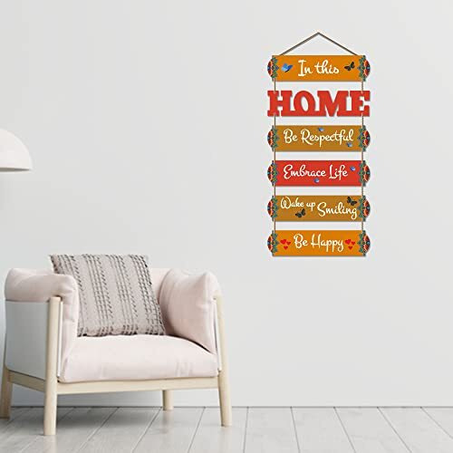 Artvibes Home Quote Decorative Wall Art Wooden Wall Hanger for Living Room | Bedroom | Gifts | Wall Hangings for Home Decoration | Modern Decor Items | Artworks Art Piece (WH_6608N), Set of 6