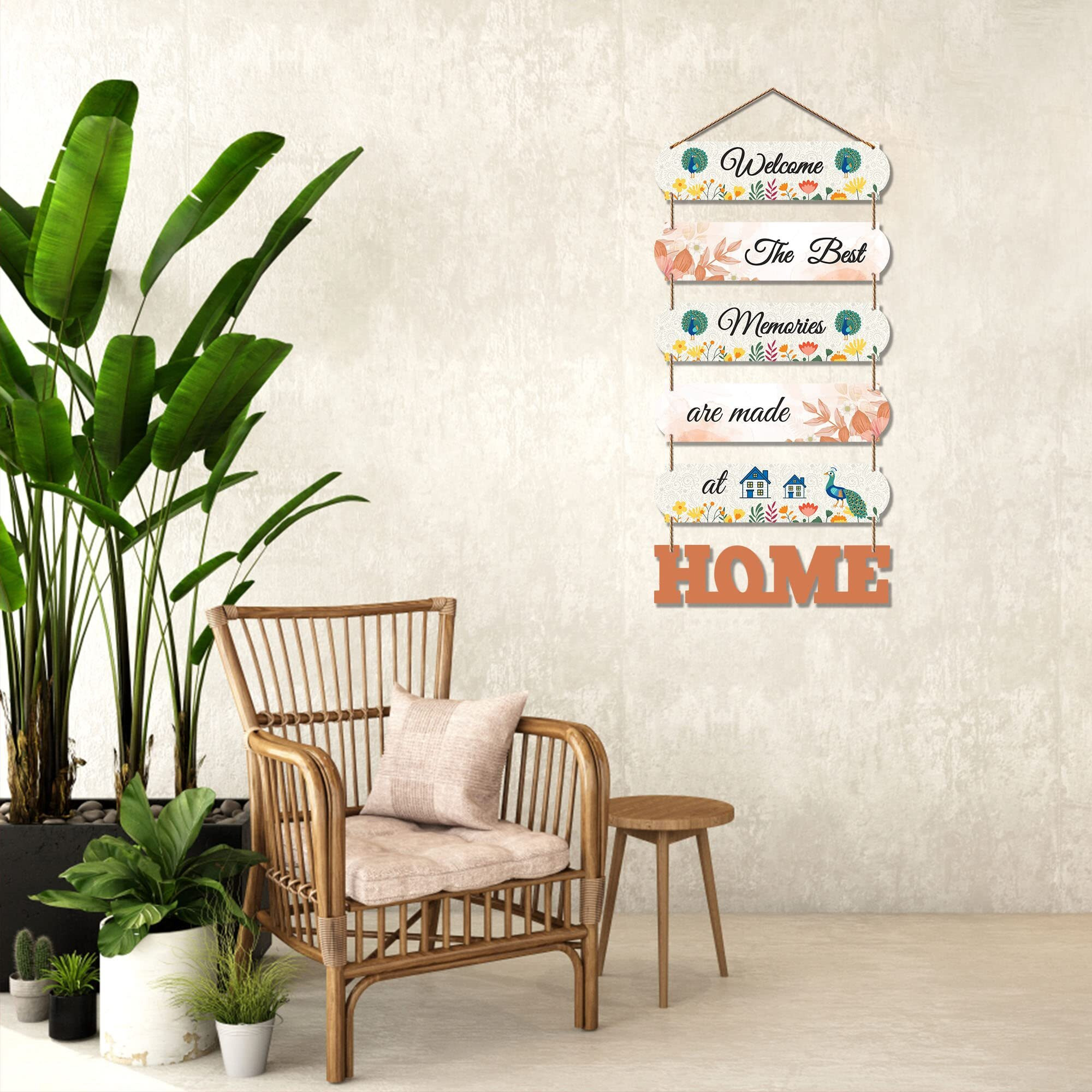 Artvibes Home Quote Decorative Wall Art MDF Wooden Hanger for Living Room | Bedroom | Gifts | Wood Hangers Decoration | Modern Decor Items | Artworks Hangings (WH_6610N), Set of 6