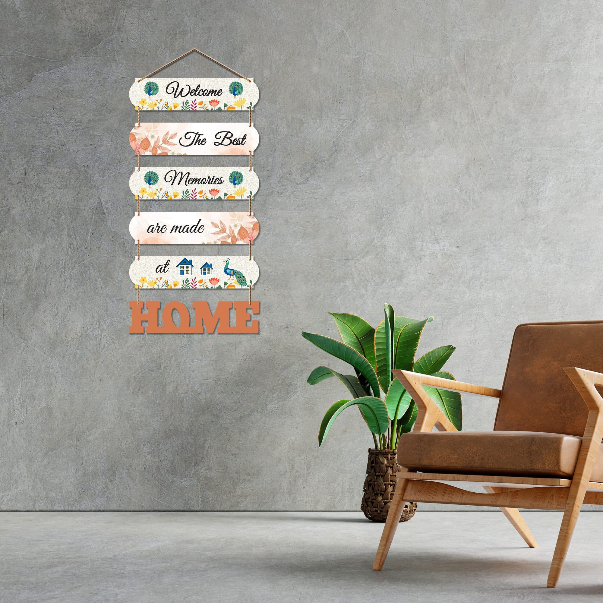 Artvibes Home Quote Decorative Wall Art MDF Wooden Hanger for Living Room | Bedroom | Gifts | Wood Hangers Decoration | Modern Decor Items | Artworks Hangings (WH_6610N), Set of 6