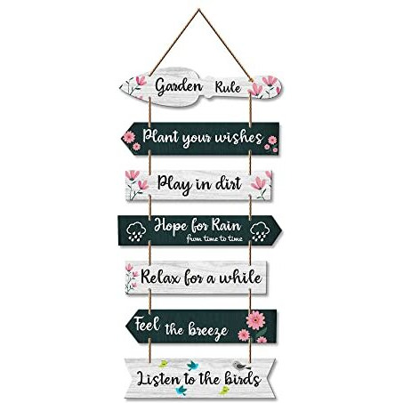 Artvibes Garden Quote Wooden Wall Hanging for Home Decor | Decorative Items for Balcony | Wooden Wall Decoration for Outdoor Decorative Garden | Modern Artworks (WH_7001N), Set of 7