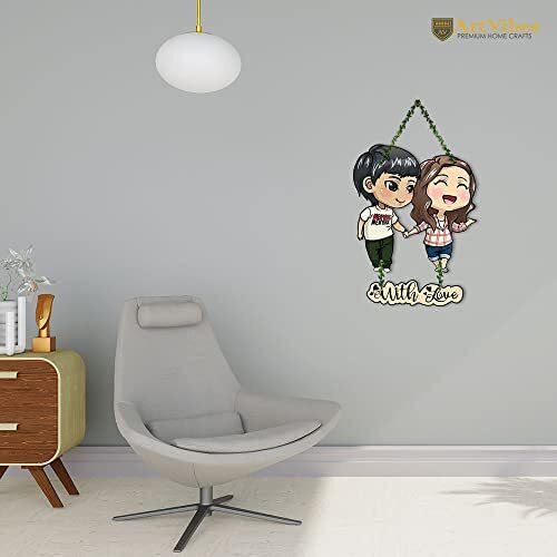 Artvibes Couple Wall Hanging For Home Decor | Couple Gifts For Valentine's Day | Items For Girlfriend Boyfriend Husband Wife | Livingroom Decoration | Art Piece For Bedroom (Wh_8306N) (Multi 12)