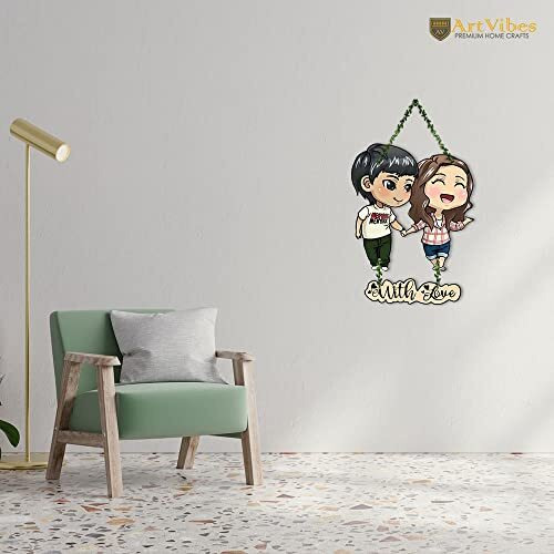 Artvibes Couple Wall Hanging For Home Decor | Couple Gifts For Valentine's Day | Items For Girlfriend Boyfriend Husband Wife | Livingroom Decoration | Art Piece For Bedroom (Wh_8306N) (Multi 12)