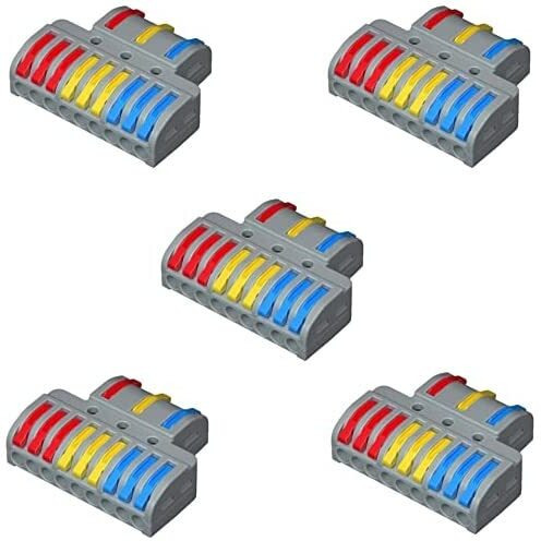 Besillia Lever Wire Connectors Conductor Compact Quick Wiring, Push in Terminal Wire Connector, 3 in 9 Out -5PCS