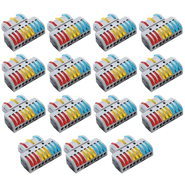 Besillia Lever Wire Connectors Conductor Compact Quick Wiring, Push in Terminal Wire Connector, 3 in 9 Out - 15PCS