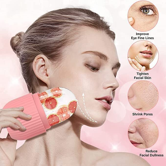 Xevin Ice Roller and Face Stone Roller Massager with Gua Sha Stone Set Facial Roller and 100% Natural Stone Jade Roller For Skin Eye Neck Body Ice Cube Roller Women Men Beauty Silicone Reusable