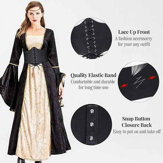 BAERFIT Women Corset Belt, Leather waist belts with lacing, Wide elastic ties for women dresses