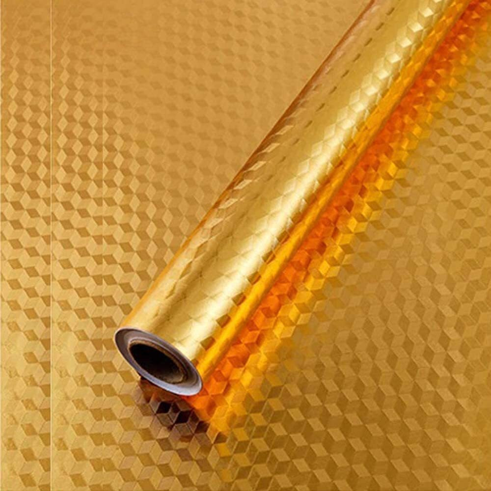 JSKB Enterprises Aluminium Sticker Foil Oil Proof Waterproof Kitchen Wall, Drawer, Decor, Furniture, Wallpapers Foil (200 x 61 cm Size) [Premium Edition] (200 x 61 cm (2 Meter), Gold)