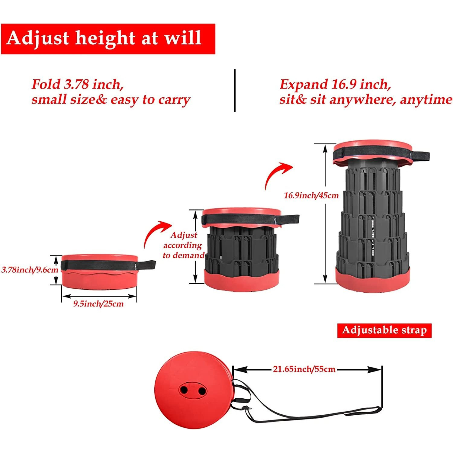 SOLDTRUE Outdoor Camping Portable Folding Stool, Table for Kids Adults Home, Office, Garden, Traveling, Heavy Quality Material (Redcolour)