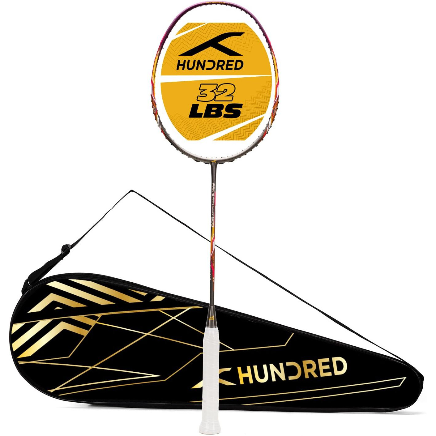 HUNDRED Primearmour 800 Carbon Fibre Unstrung Badminton Racket with Full Racket Cover for Intermediate Players (84g, Max Tension - 32LBS)