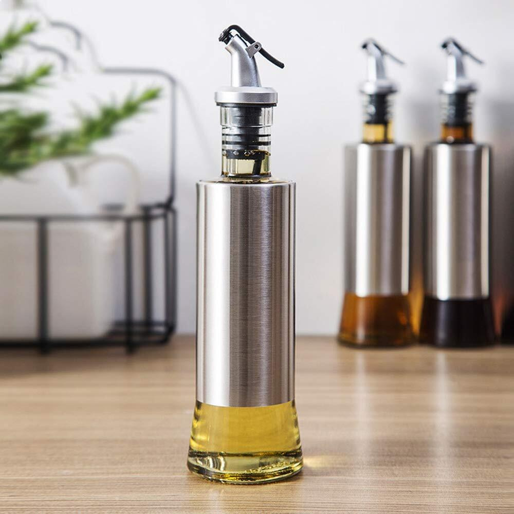 CYNFLEES Glass Oil Dispenser Bottle for Kitchen (SS 500ML - 2PCS)