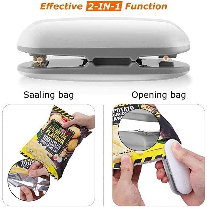 GITGRNTH Mini Bag Sealer, Portable Heat Vacuum Sealers, Plastic Bags Sealer, Chip Bag Sealer, 2 in 1 Handheld Heat Seal and Cutter Mini Food Sealer For Plastic Bags