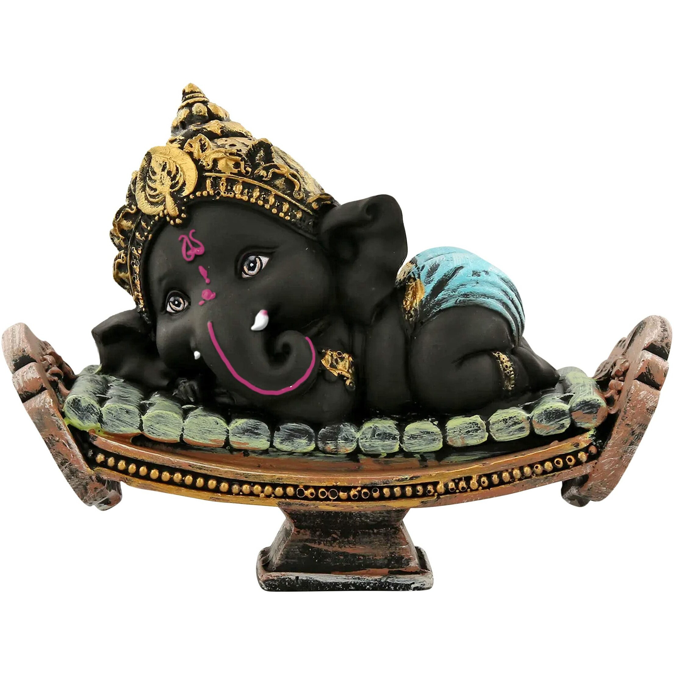 TIED RIBBONS Resin Ganesh Statue Murti For Festival Office Home Dcor Living Room Decoration Items For Home Living Room Pooja Room Table Gift (16 Cm X 11 Cm), Multi Colour