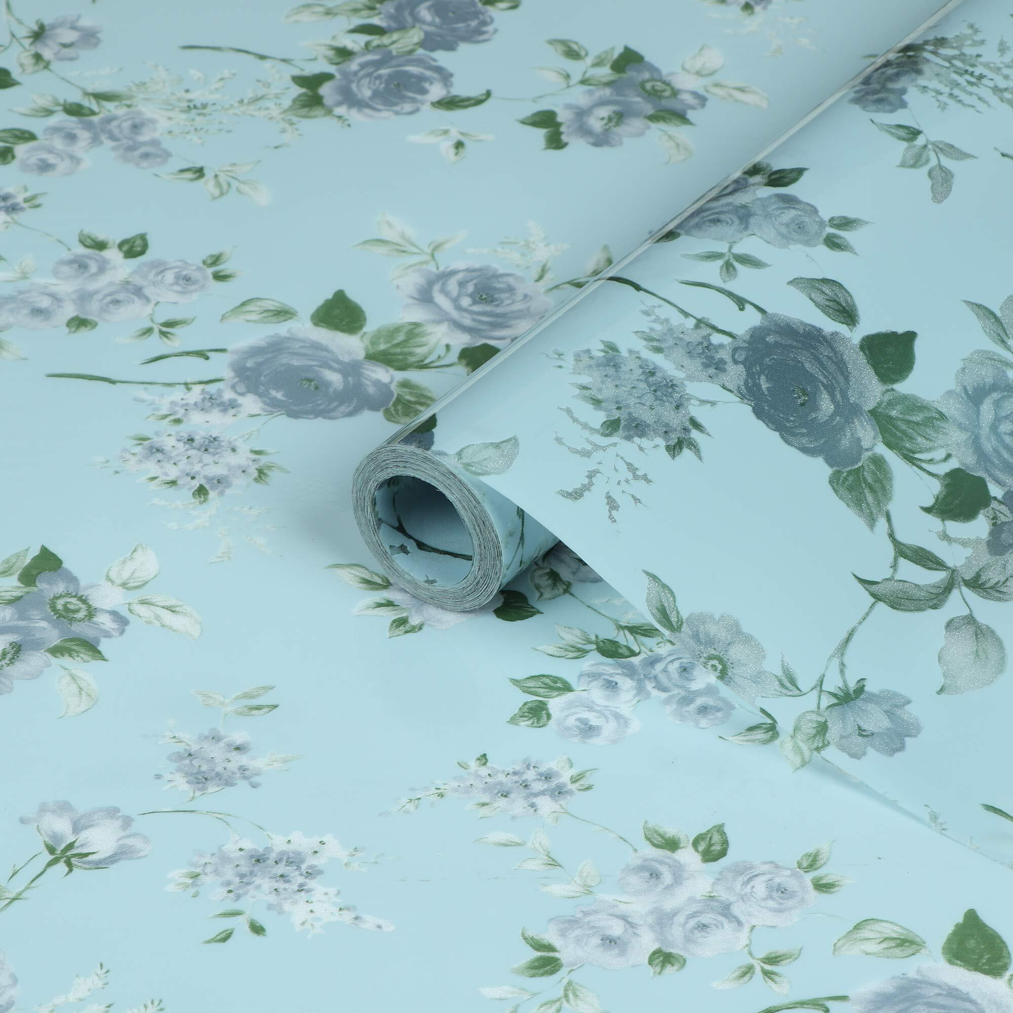 CVANU Privacy Window Film Printed Green Flower Window Frosting Film Window Sticker Frosted Vinyl Sheets for Front Door/Bathroom/Sidelight/Small Windows, 24''x72''