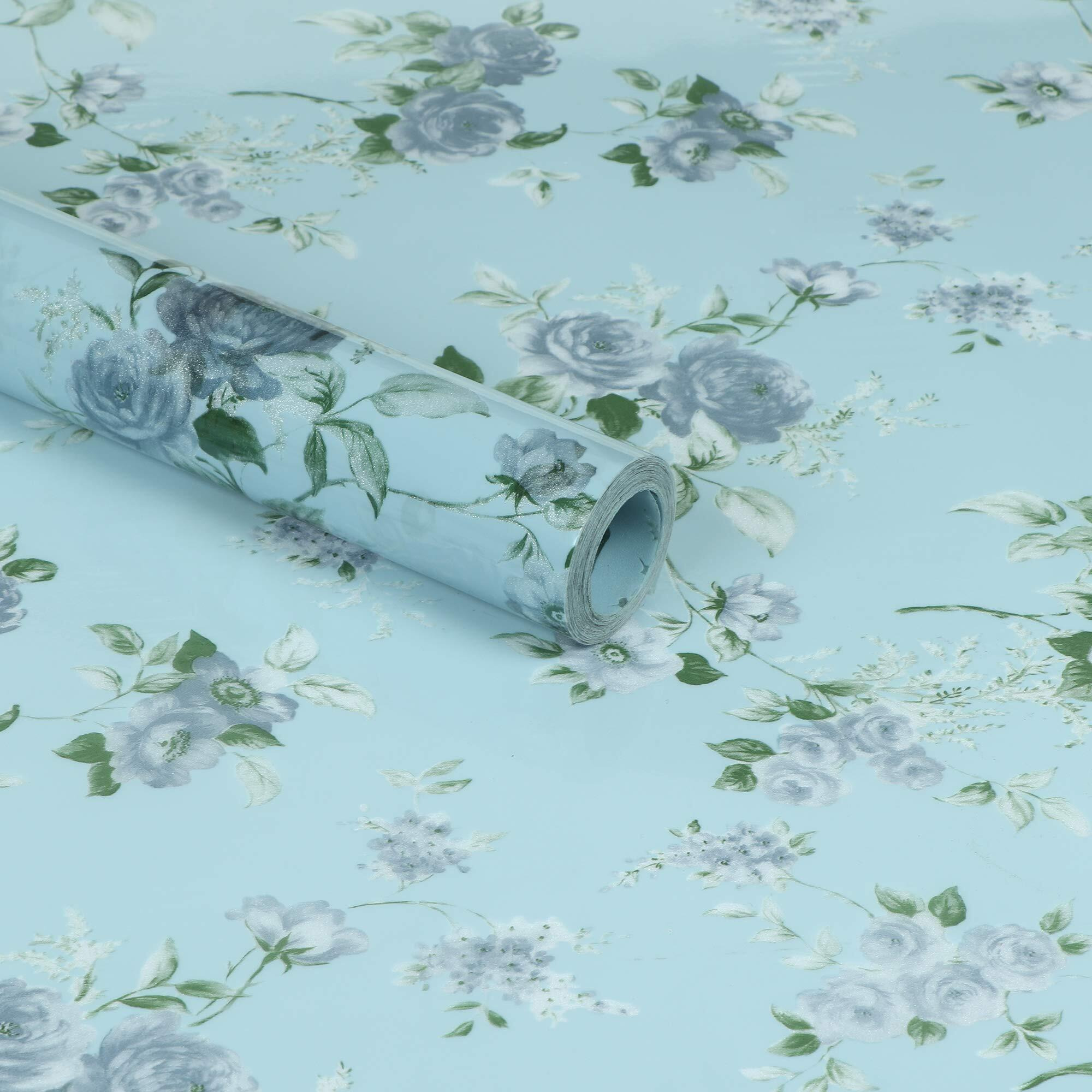 CVANU Privacy Window Film Printed Green Flower Window Frosting Film Window Sticker Frosted Vinyl Sheets for Front Door/Bathroom/Sidelight/Small Windows, 24''x72''