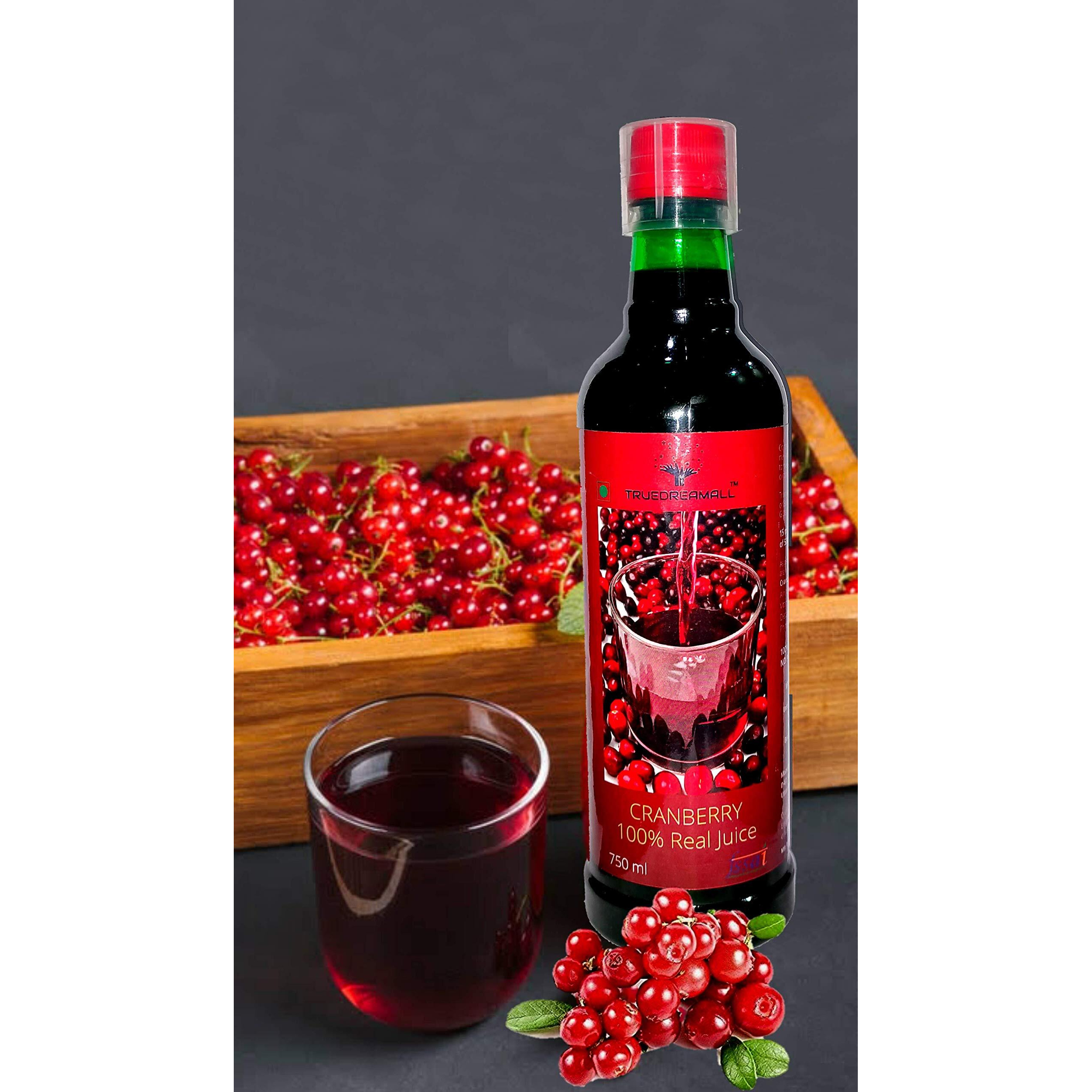 TRUEDREAMALL CRANBERRY - Pure Quality, Unsweetened, Pure & Organic (750 ml Concentrated)