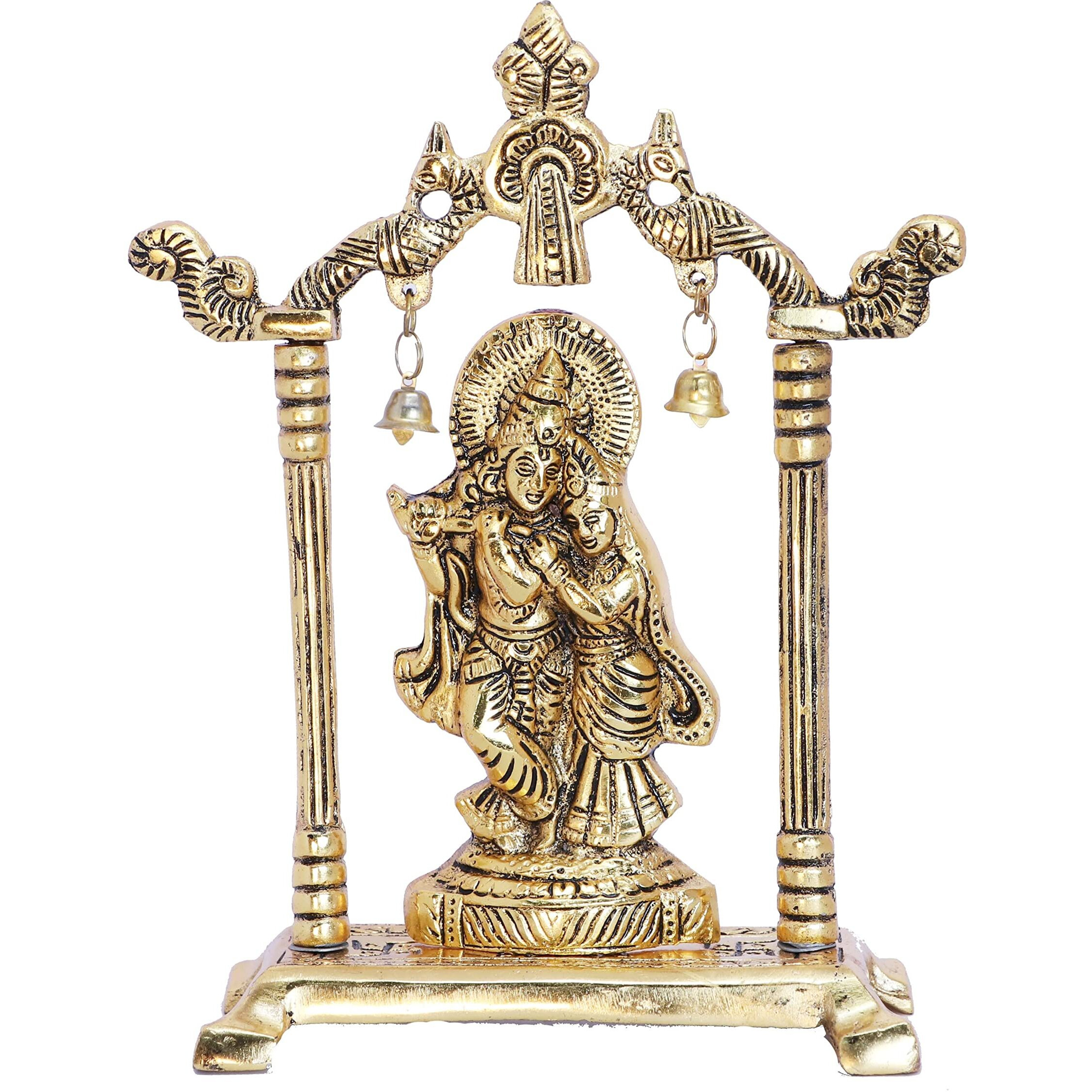 KridayKraft Metal Radha Krishna Statue Gold Plated Decor Your Home,Office & Radha Krishna Murti Idol Showpiece Figurines,Religious Krishna Idol Gift Article...