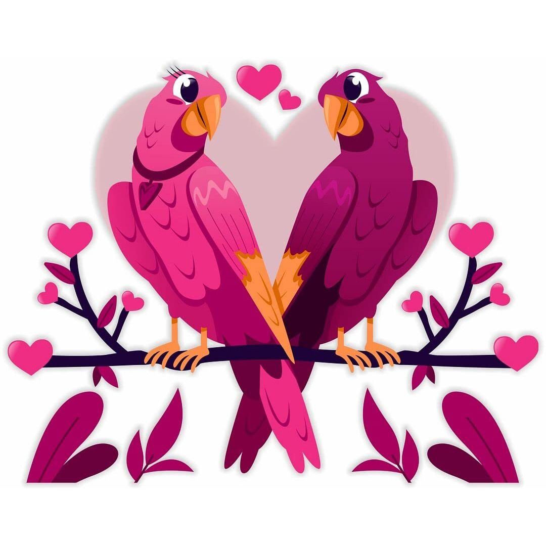 CVANU Pink Macaw Parrot Wall Sticker PVC Vinyl for Home Decor Size(55CM X 70CM) Multicolor