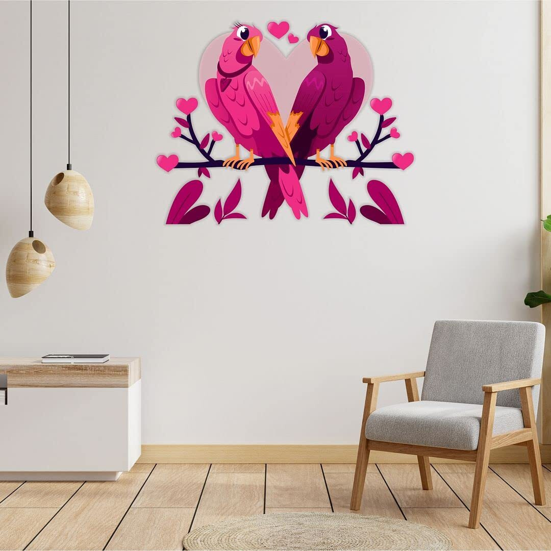 CVANU Pink Macaw Parrot Wall Sticker PVC Vinyl for Home Decor Size(55CM X 70CM) Multicolor