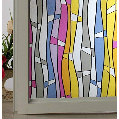 CVANU Privacy Window Film Printed Pink Flower Window Frosting Film Window Sticker Window Cling Frosted Vinyl Sheets for Front Door/Bathroom/Sidelight/Small Windows, 24''x100''