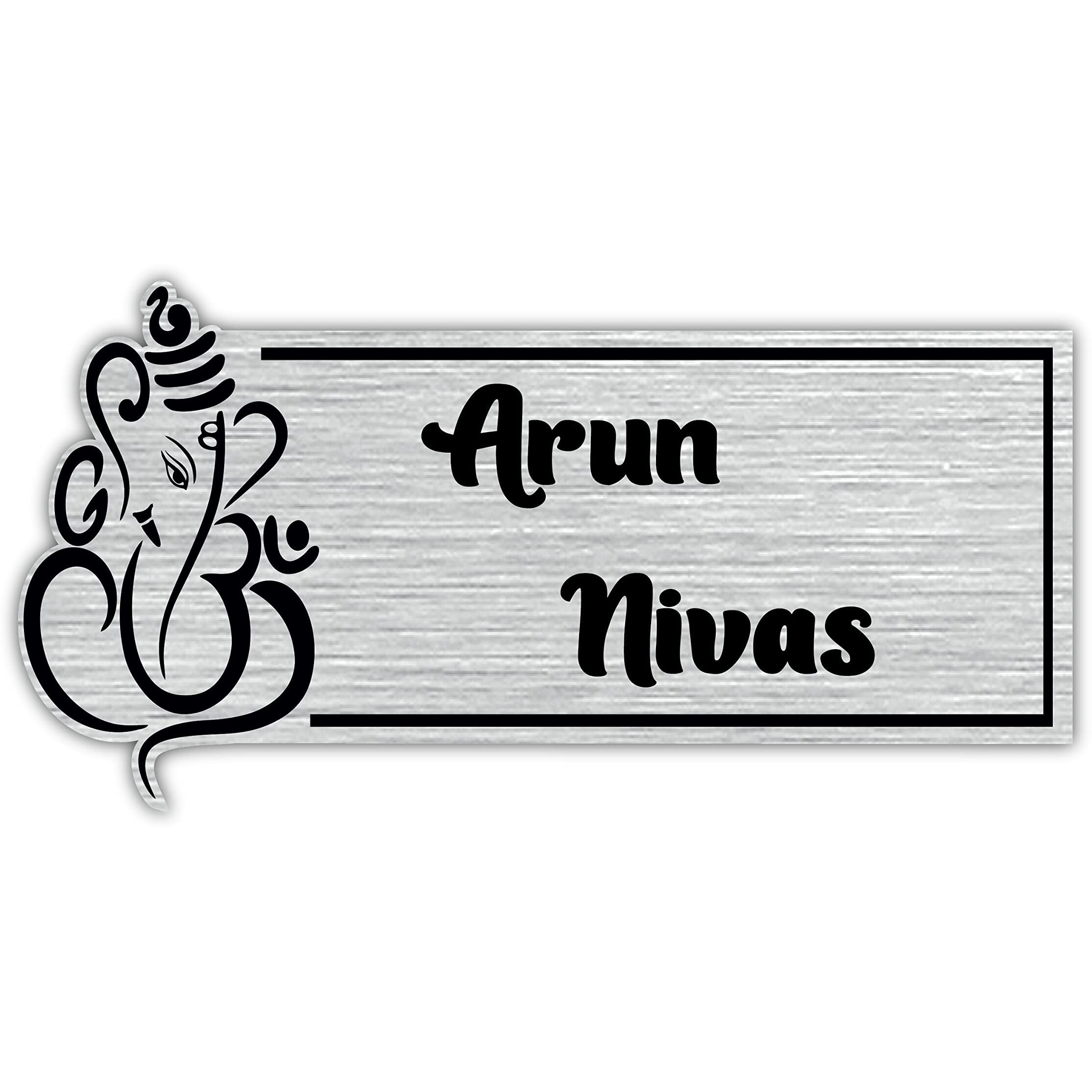 SIGNOOGLE House Name Plate Customized Personalized For Home Outdoor Family Glass Outside Office House Decor Bungalow Door Multicolored (12 x 6 Inch) (Silver With Black)