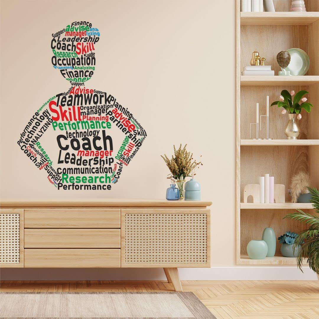 CVANU Teamwork Performance Creative Design Typography Vinyl Wall Sticker for Wall Decoration Size(48inch X 37inch)_Multicolor_cv6