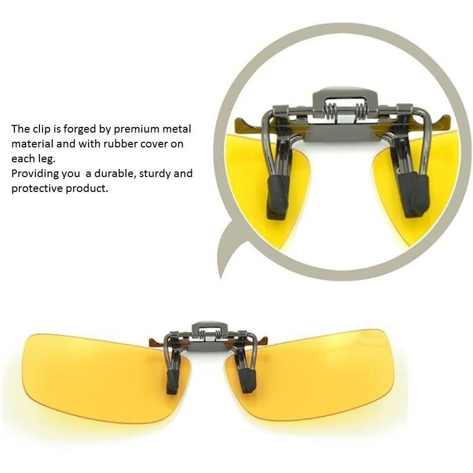 USJONES Polarized Clip-on Sunglasses Attachment Sunglasses UV Protection Sunlight Anti-Glare Driving Glasses (Yellow) - Pack of 1